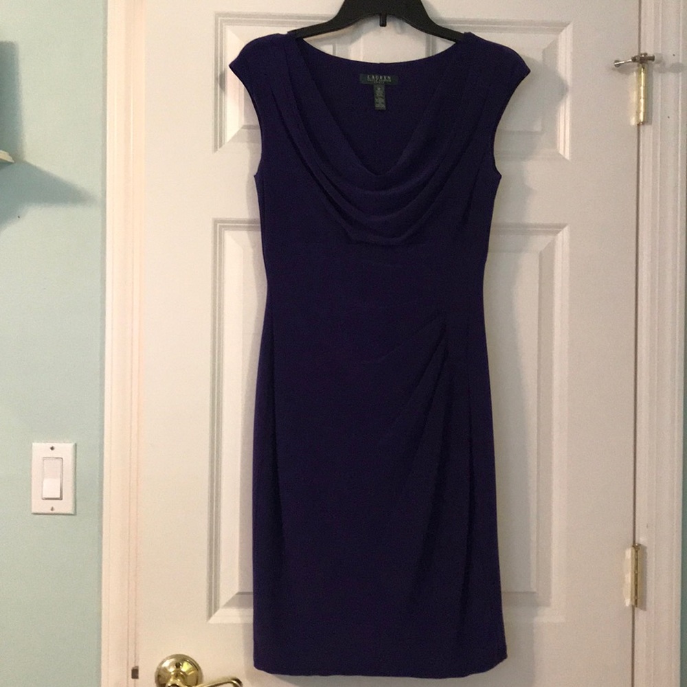 Plum Ralph Lauren Draped Neck Dress